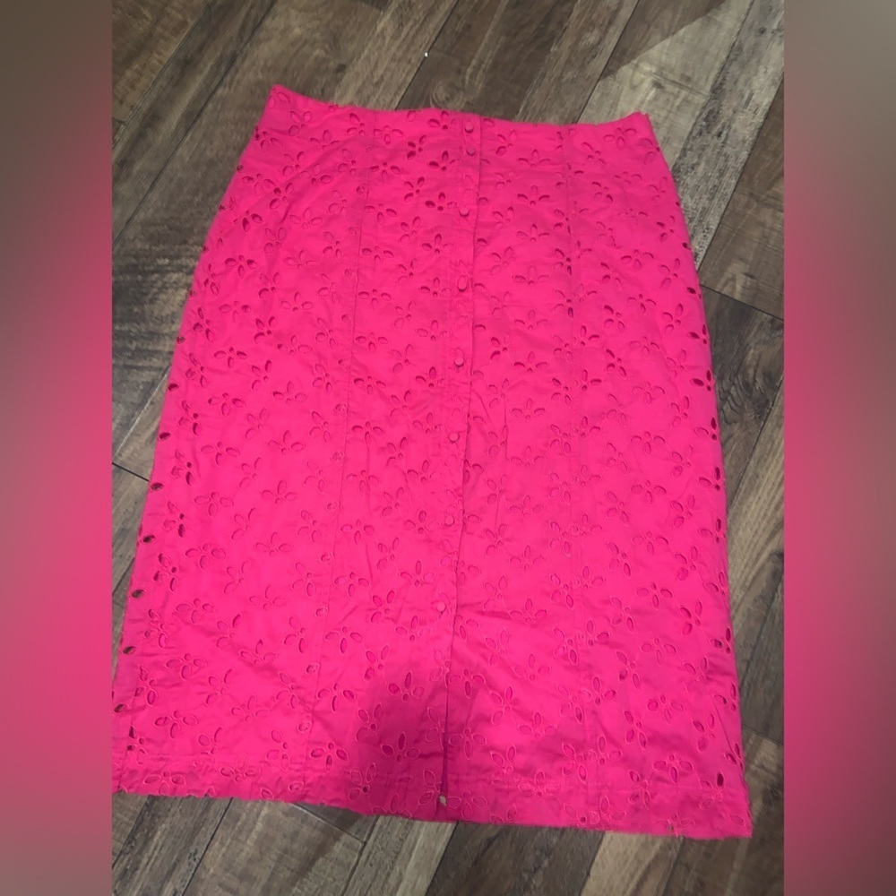 Jcrew reimagined eyelet Button-Front skirt 14 $108 spring embroidered classic - Picture 7 of 10